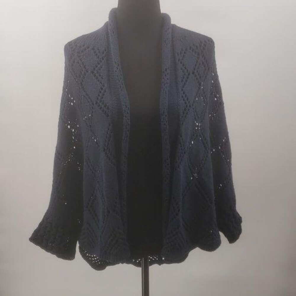 Anthropologie Angel of the North Navy Blue Cardigan Poncho Size Medium/Large